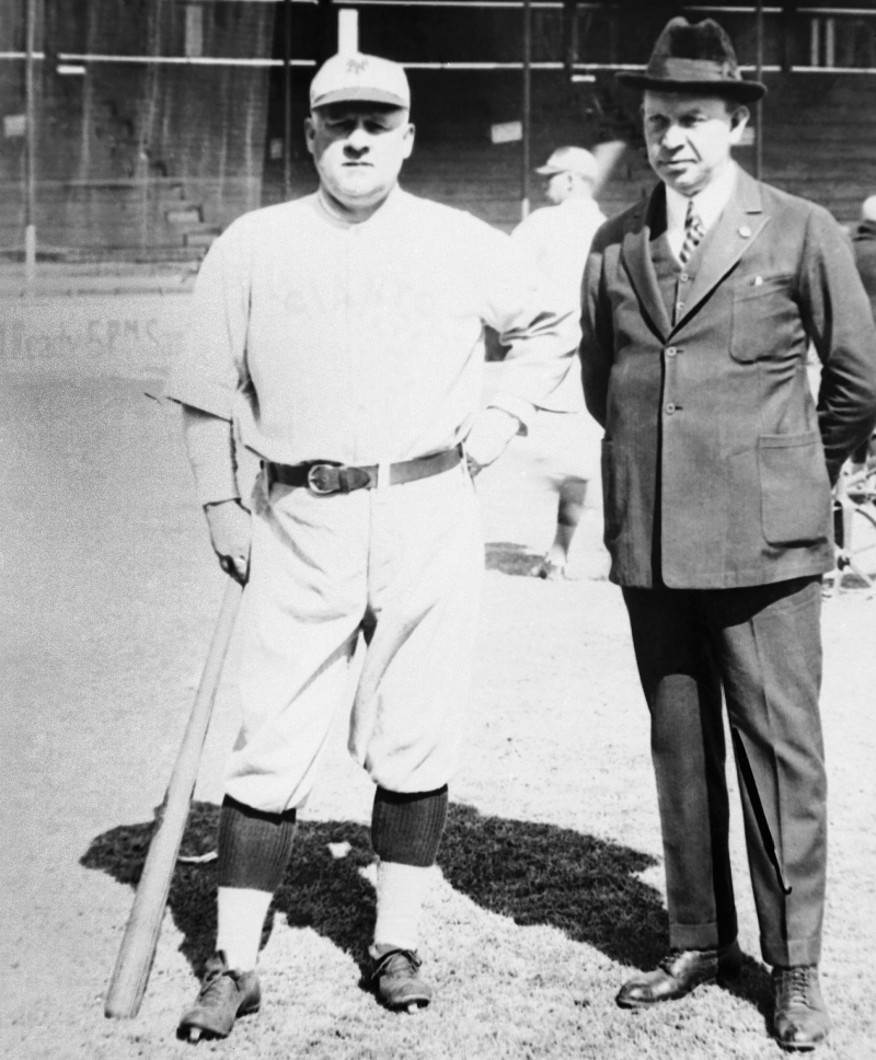 New York Giants manager John J. McGraw and National League umpire Bill Klem, in a very natty three piece suit, in 1922. Image via AP.